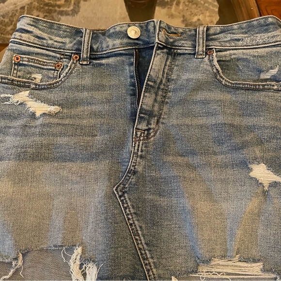 American Eagle high rise mini distressed denim jean‎ skirt new with tags size 10 - Picture 11 of 11